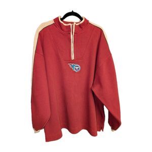 Vtg Tennessee Titans Pullover Sweater Mens XL Red Embroidered Heavy Knit 1/4 Zip